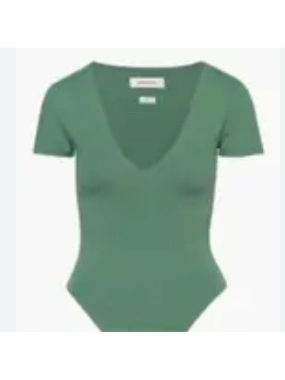 Aritzia Babaton Short Sleeve Deep Vee Bodysuit SZ M Green